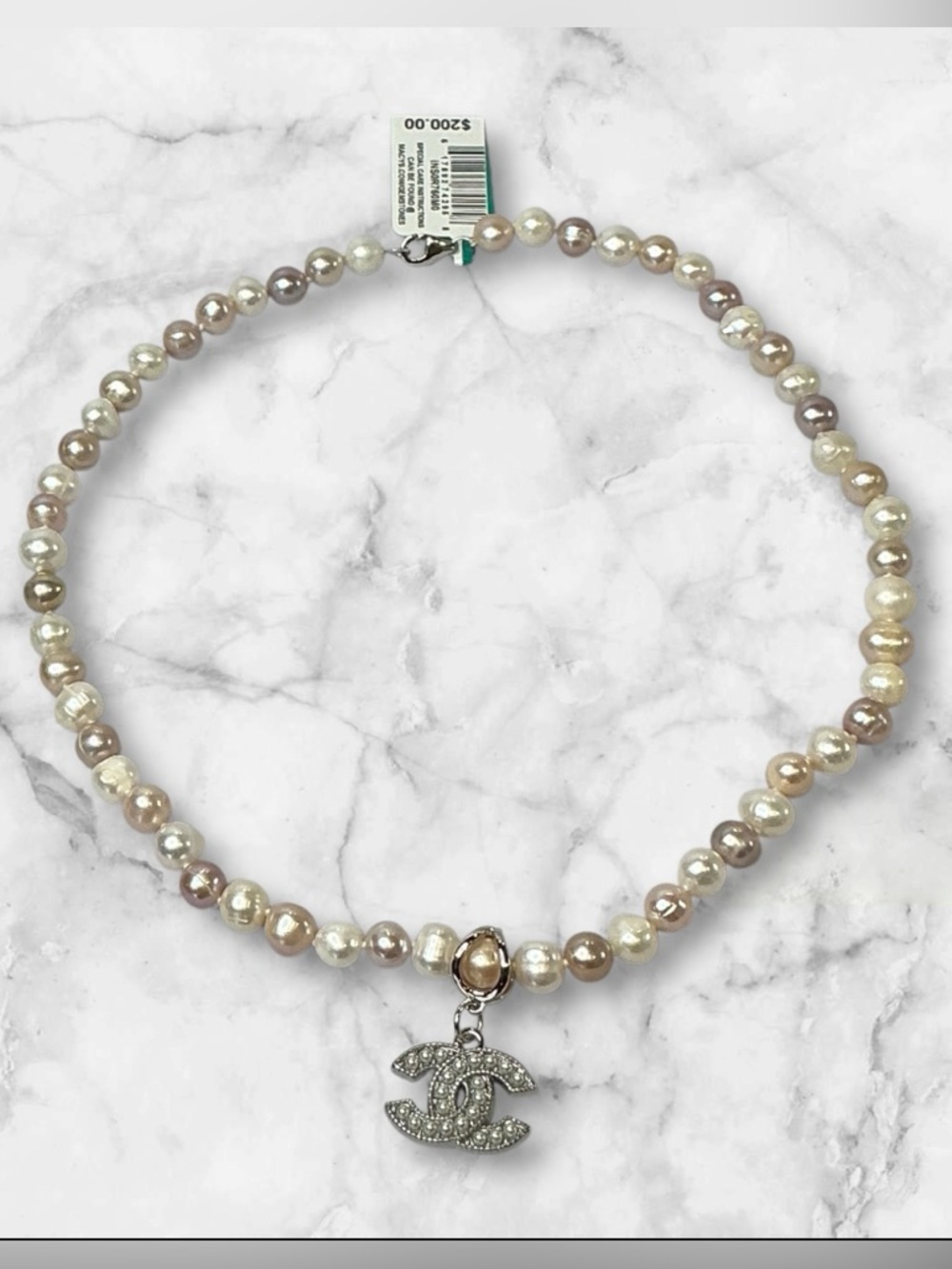Effy Multi Color Pearl Necklace with Silver Pearl Chanel Pendant